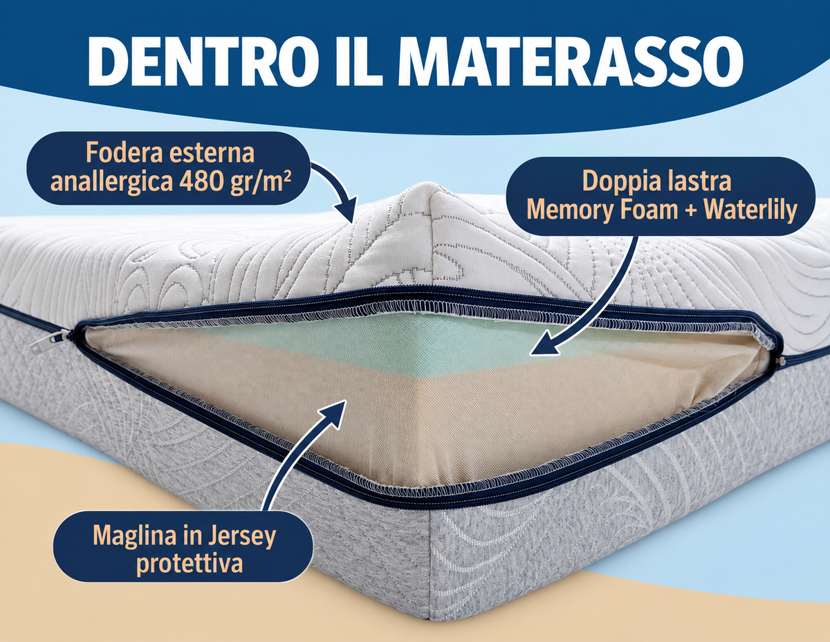 Materasso Singolo in Memory Foam 80x190 - ERGONOMICO