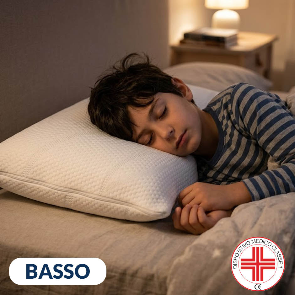 Cuscino Basso per Ragazzi in Memory Foam da 12 cm