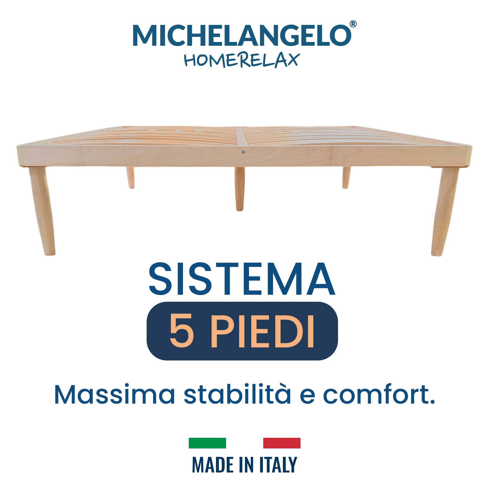 Rete Letto Matrimoniale in Legno massello di Faggio 160x190
