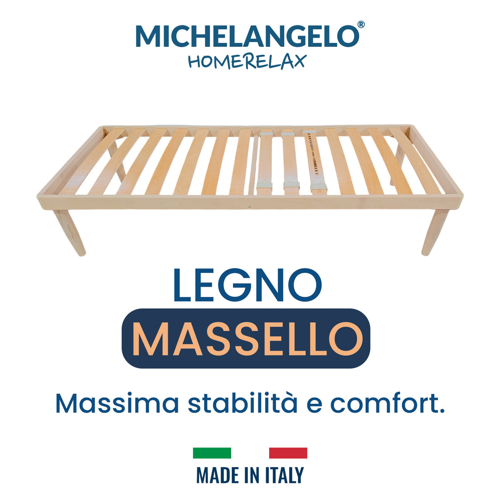 Rete Letto Singola in Legno massello di Faggio 80x190