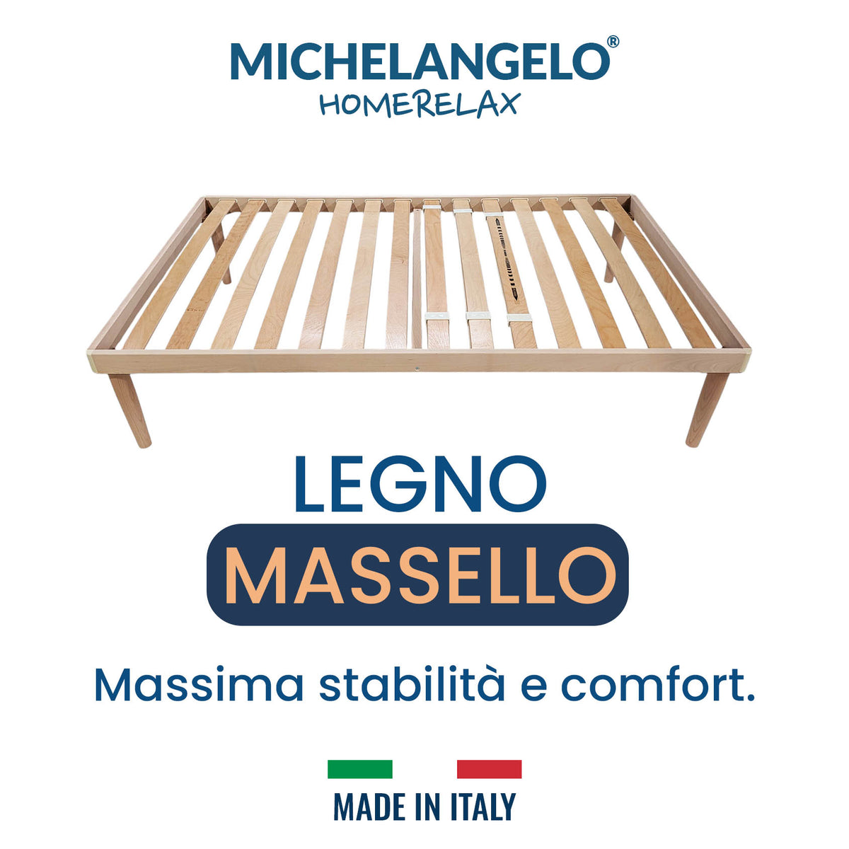 Rete Letto una piazza e mezza in Legno massello di Faggio 120x190