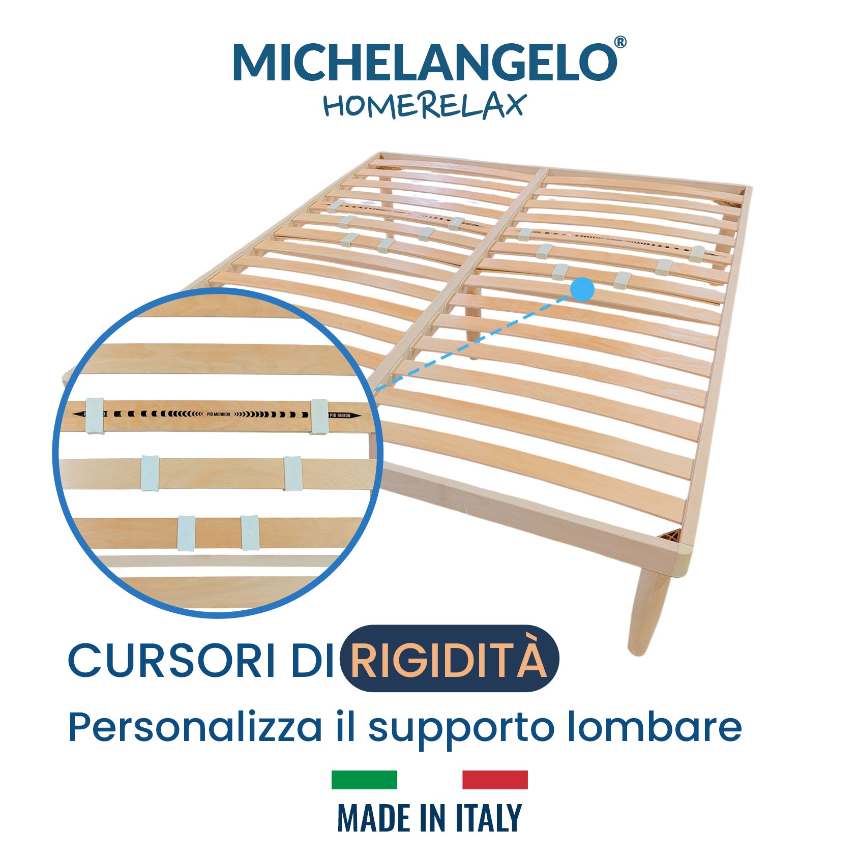 Rete Letto Matrimoniale in Legno massello di Faggio 160x190