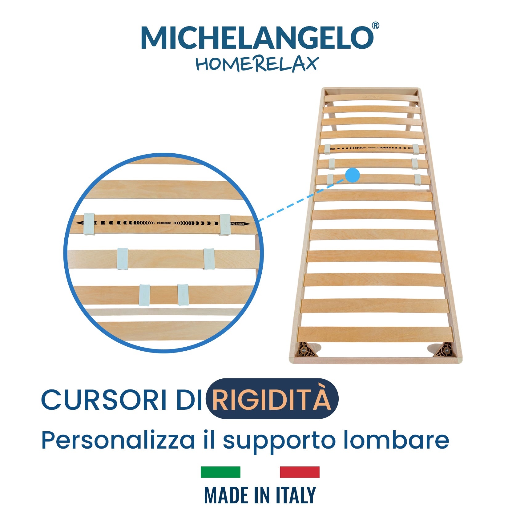 Rete Letto Singola in Legno massello di Faggio 80x190