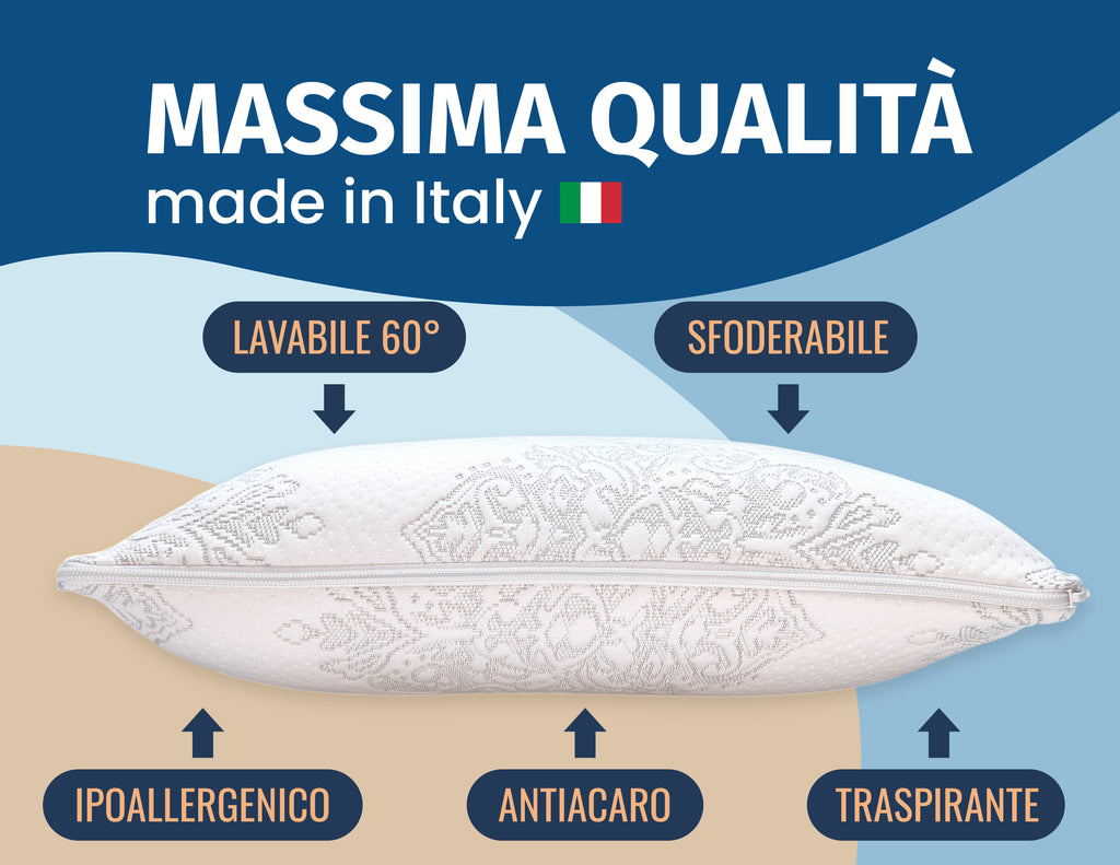 Cuscino Alto in Memory Foam da 15 cm con FEDERA HARD