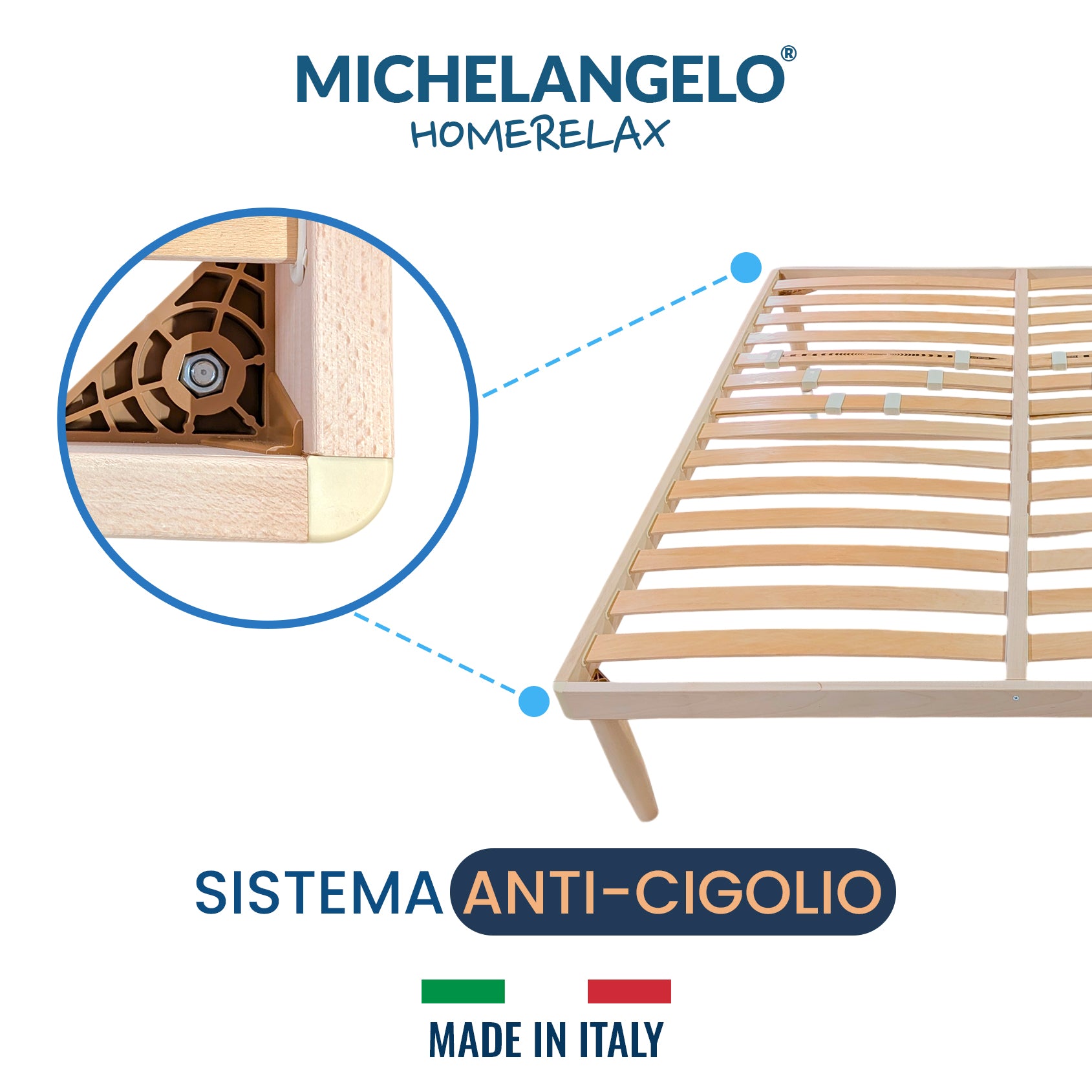 Rete Letto Matrimoniale in Legno massello di Faggio 160x190