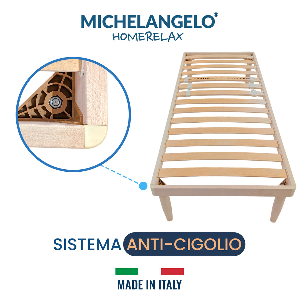 Rete Letto Singola in Legno massello di Faggio 80x190