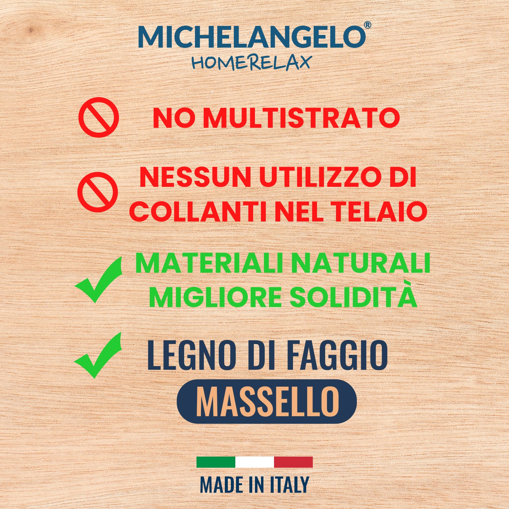 Rete Letto Singola in Legno massello di Faggio 80x190