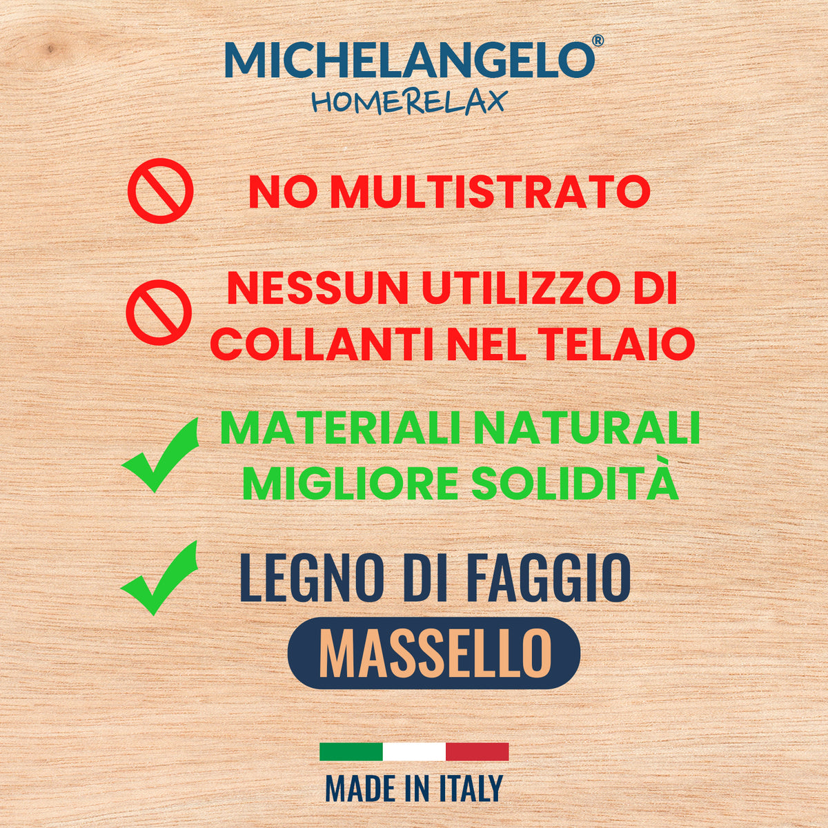 Rete Letto una piazza e mezza in Legno massello di Faggio 120x190