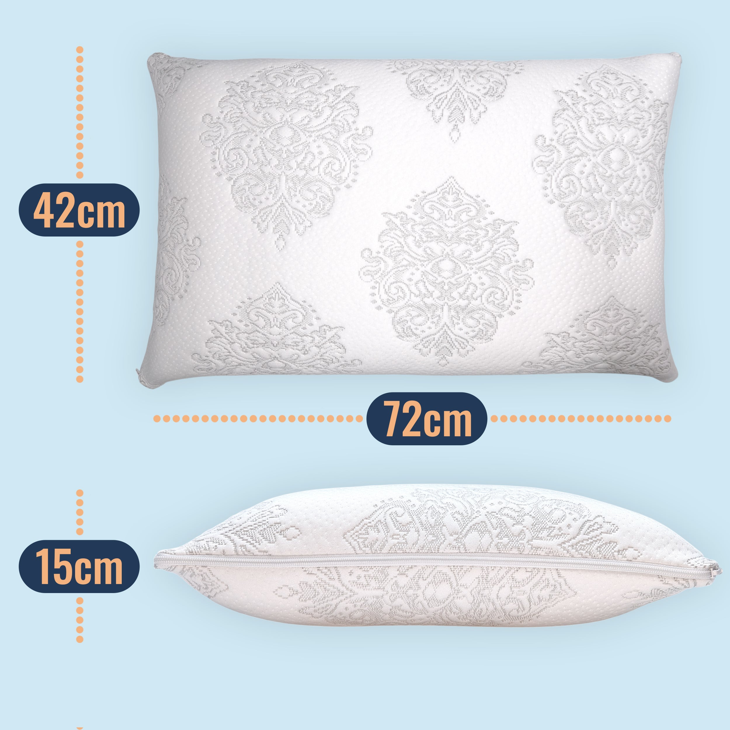 Cuscino Alto in Memory Foam da 15 cm con FEDERA HARD