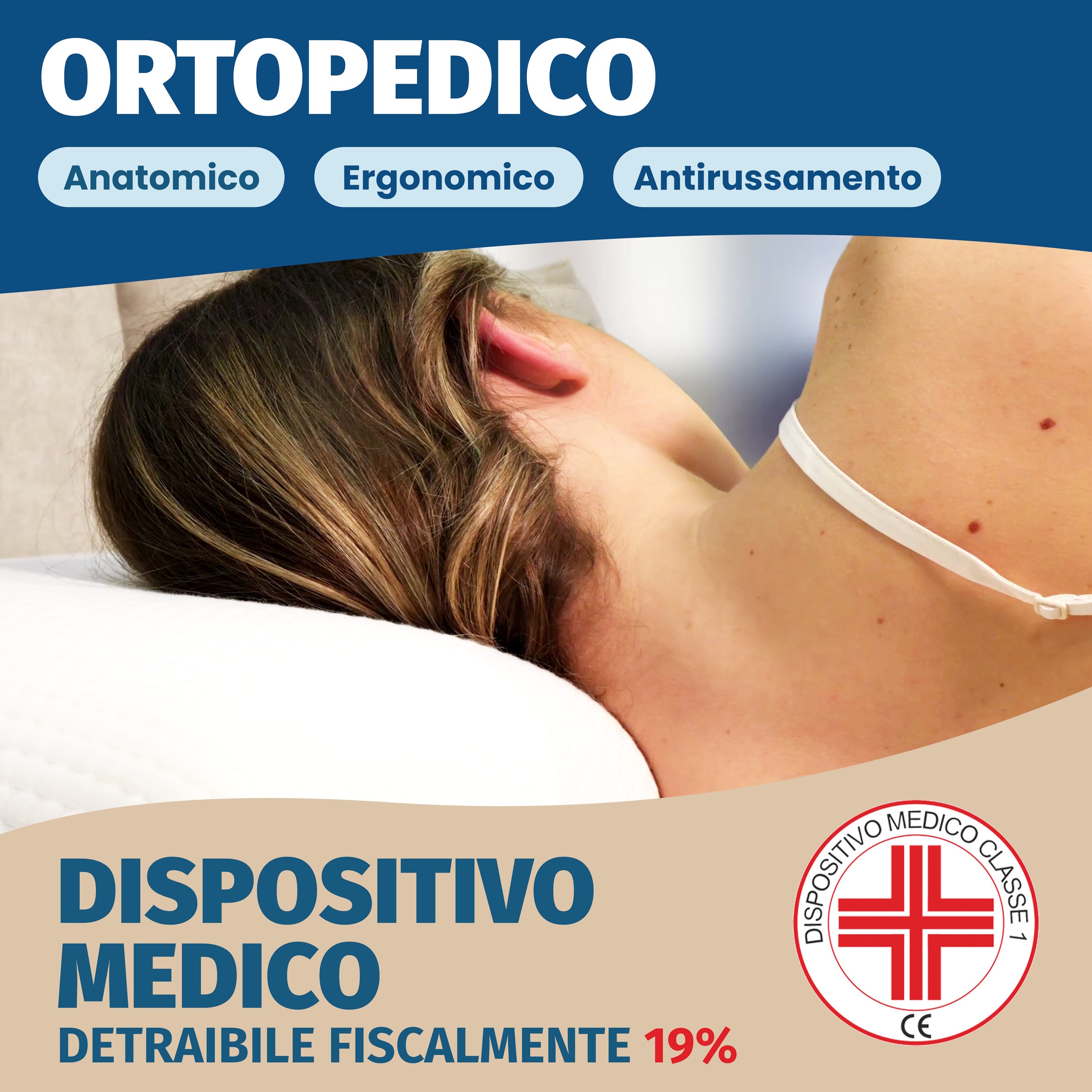 Cuscino Alto in Memory Foam da 15 cm con FEDERA HARD