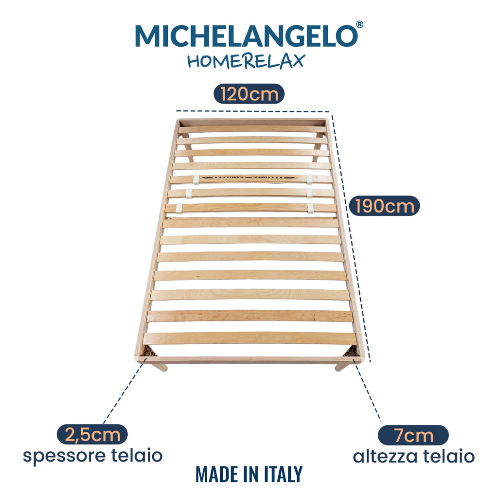 Rete Letto una piazza e mezza in Legno massello di Faggio 120x190