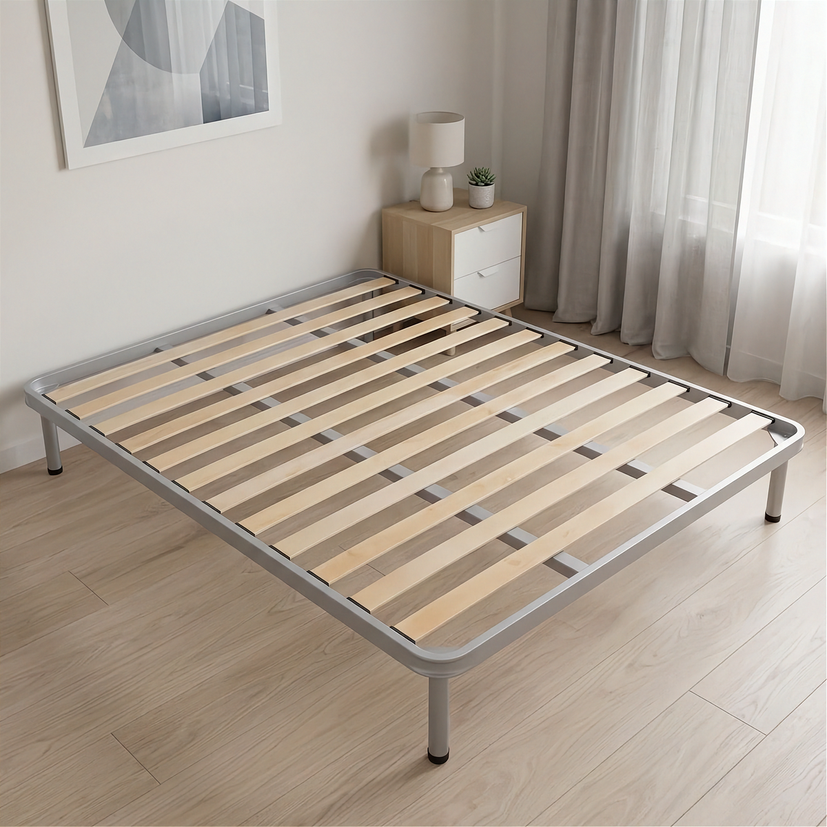 Rete Letto Matrimoniale 160x190 con doghe in legno - Grigia